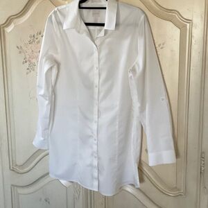 Chico's No-Iron White Button-Up Blouse